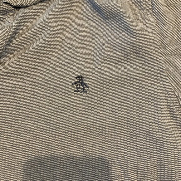Penguin Men's Shirt Short Sleeve Gray Heritage Slim Fit Size M - Picture 2 of 8